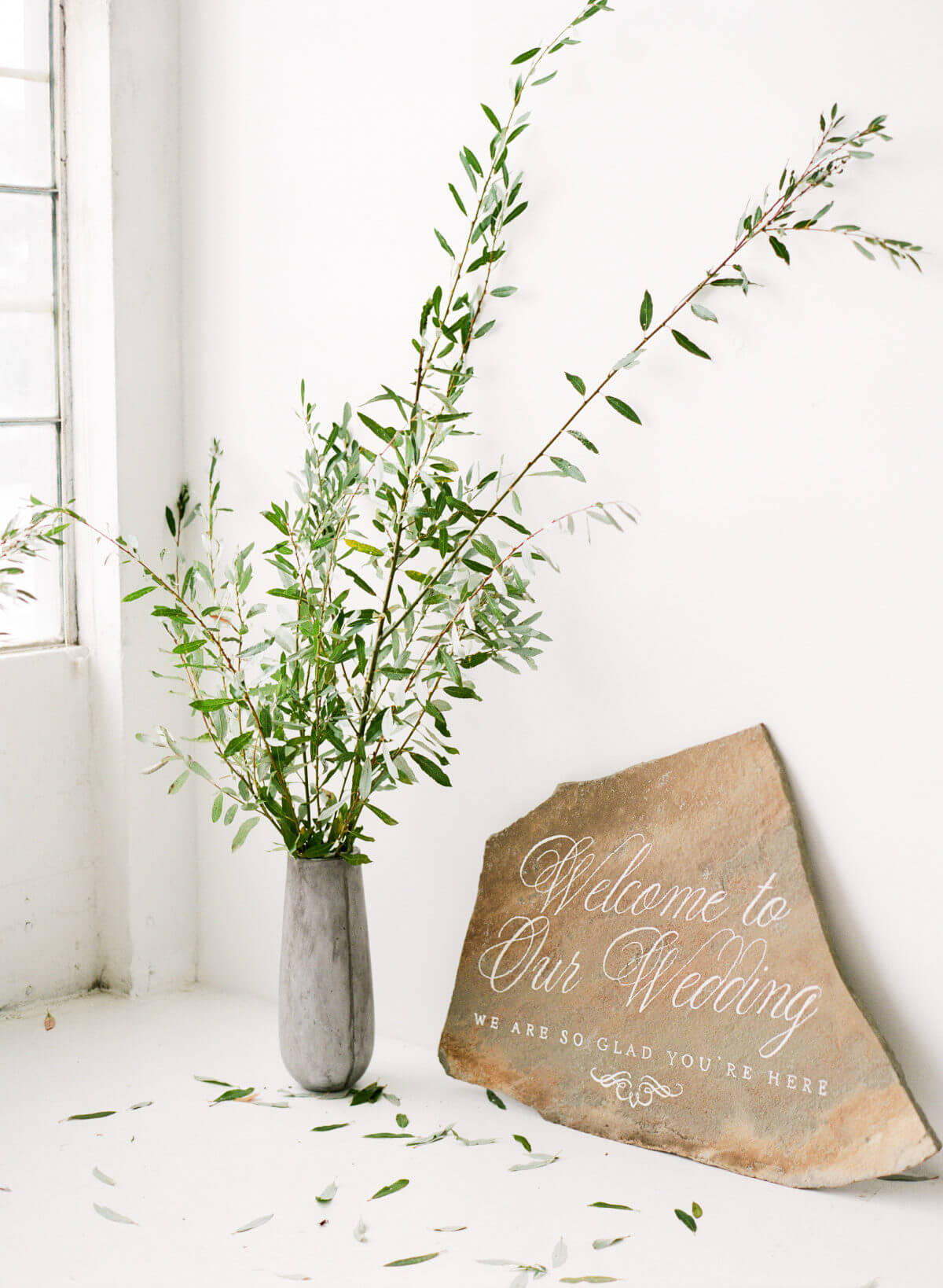 Calligraphed Stone Welcome Sign