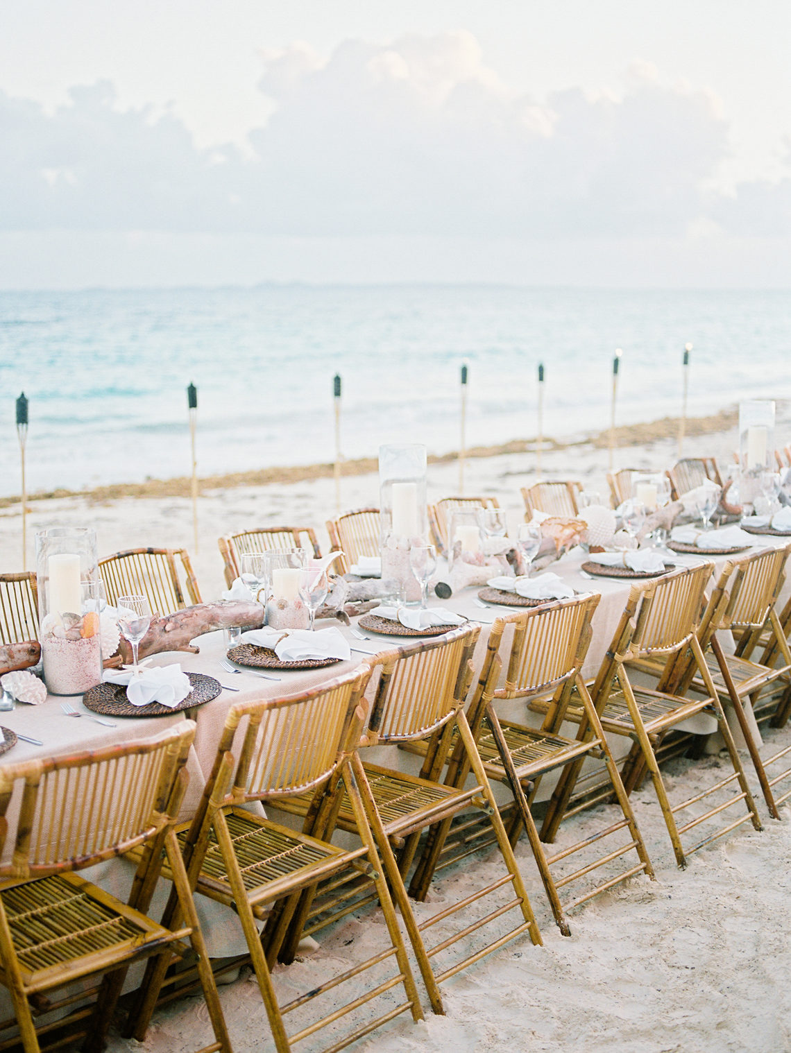 Wedding place setting on beach