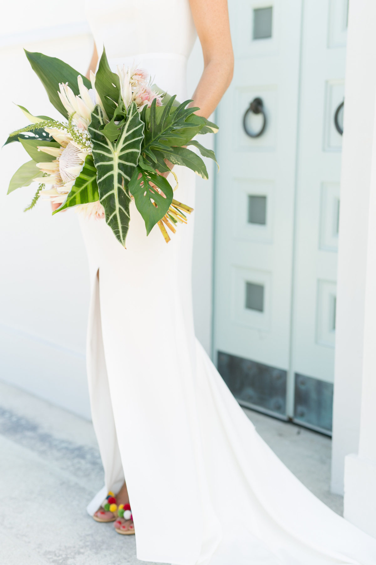 Bride holding flowers