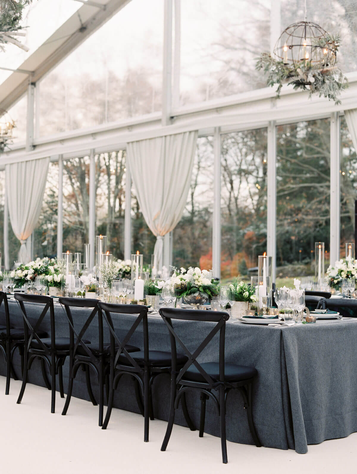 winter wedding reception dinner table