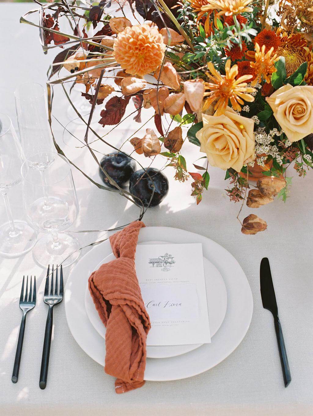 Fall wedding place setting