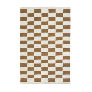 This is a brown rugs by Archive New York called zapotec umber and ivory checkered rug, size 2'x3' in standard
