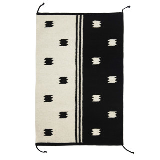 This is a black rugs by Archive New York called zapotec black and ivory rug #1, size 2'x3' in standard