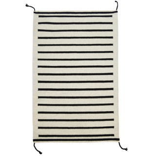 This is a black rugs by Archive New York called zapotec black and ivory striped rug #2, size 2'x3' in standard