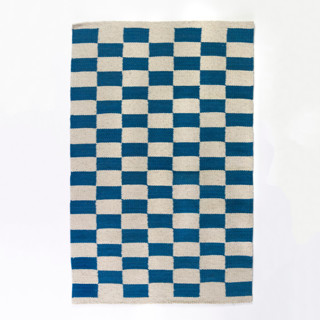 This is a blue rugs by Archive New York called zapotec blue and ivory checkered rug, size 2'x3' in standard