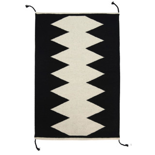 This is a black rugs by Archive New York called zapotec black and ivory rug #3, size 2'x3' in standard