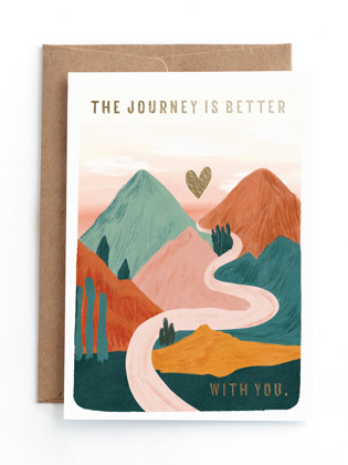 This is a earthy tbd by Angel Walker called on this journey in greeting cards