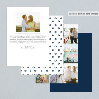 This is a midnight wedding announcements with standard by Stacey Meacham called oh joy printing on recycled smooth signature in standard