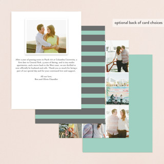 This is a mint wedding announcements with standard by Susan Brown called classic stripes and swashes printing on recycled smooth signature in standard