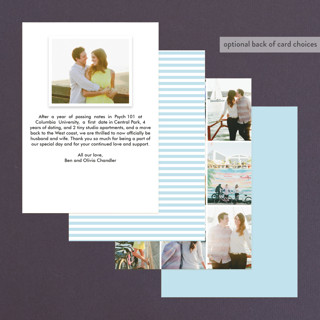 This is a sky wedding announcements with standard by Jack Knoebber called etched printing on recycled smooth signature in standard