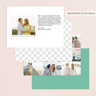 This is a spearmint wedding announcements with standard by Kim Dietrich Elam called love connection printing on recycled smooth signature in standard