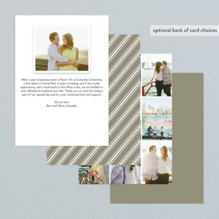 This is a taupe wedding announcements with standard by Carrie Eckert called moments captured printing on recycled smooth signature in standard