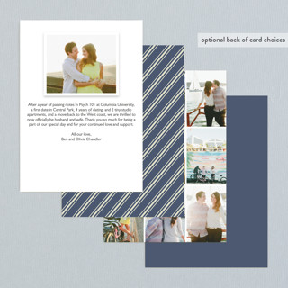 This is a navy wedding announcements with standard by Carrie Eckert called moments captured printing on recycled smooth signature in standard