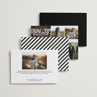 This is a tuxedo wedding announcements with standard by chica design called more the merrier printing on recycled smooth signature in standard