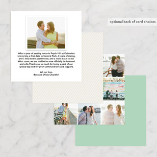 This is a seafoam wedding announcements with standard by Lauren Chism called palm printing on signature in standard