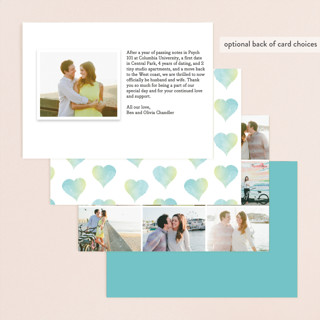 This is a marine wedding announcements with standard by Sarah Curry called watercolor heart printing on recycled smooth signature in standard