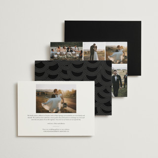 This is a crisp black wedding announcements with standard by Annie Clark called winter flourish printing on signature in standard