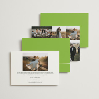 This is a green wedding announcements with standard by R studio called the happy couple printing on signature in standard