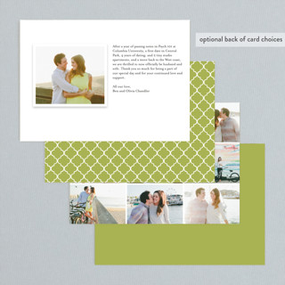 This is a grass wedding announcements with standard by Annie Clark called calligraphy    printing on signature in standard