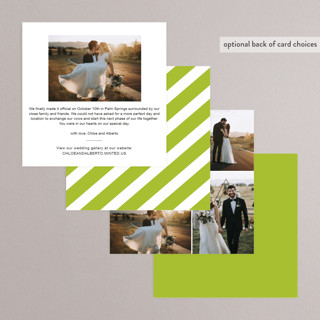 This is a kiwi green wedding announcements with standard by Alex Elko Design called four square printing on signature in standard