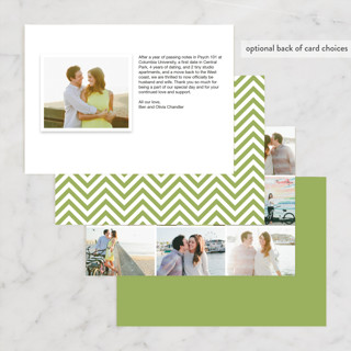 This is a lime wedding announcements with standard by Annie Clark called modern joy printing on signature in standard
