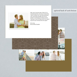 This is a gold wedding announcements with standard by Sydney Newsom called gallery classic printing on signature in standard