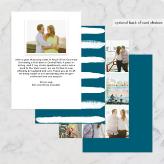 This is a navy wedding announcements with standard by Shirley Lin Schneider called light and airy printing on recycled smooth signature in standard