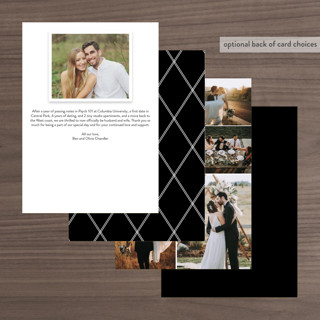 This is a midnight wedding announcements with standard by Phrosné Barwood called funky names printing on signature in standard
