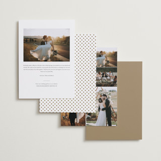 This is a khaki wedding announcements with standard by Stacey Meacham called signature names printing on recycled smooth signature in standard