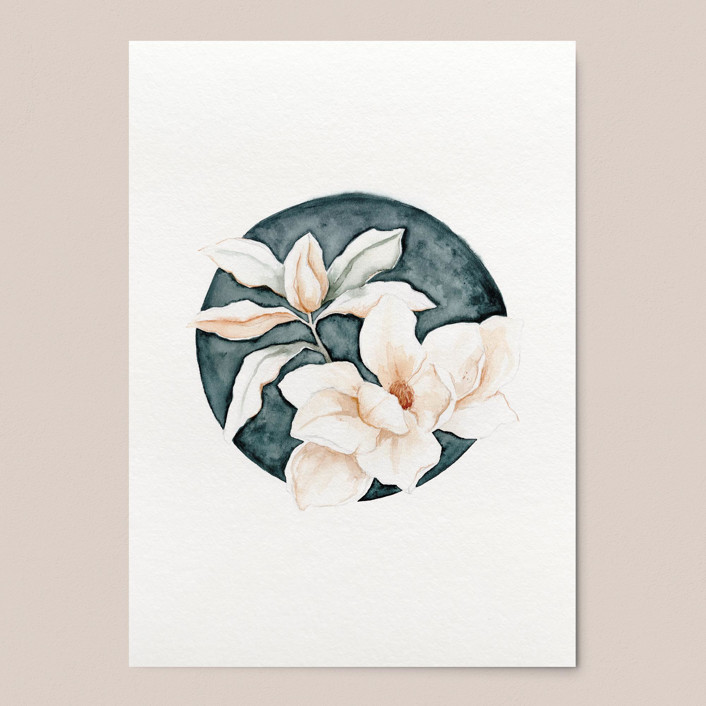 Magnolia Grandiflora Blue watercolor