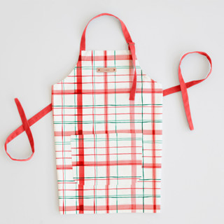 This is a peppermint aprons by Creo Study called fun plaid in standard