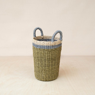 This is a green accent pieces by LIKHA called olive cylinder vase basket in standard