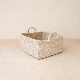 This is a natural accent pieces by LIKHA called natural square tabletop basket with handles in standard