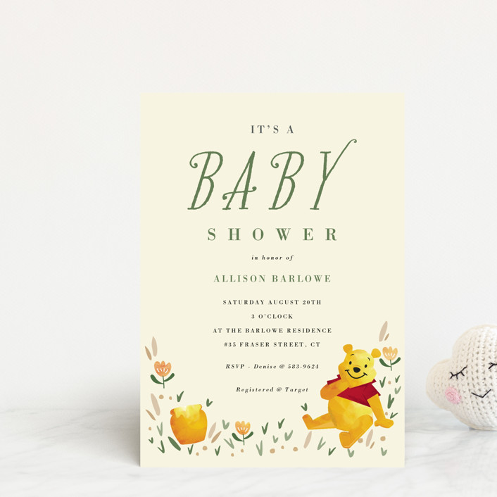 "Disney's Winnie The Pooh Garden" - Baby Shower Postcards in Honey by Oma N. Ramkhelawan.