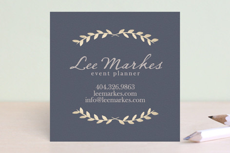 Pretty Ink Wreath Foil-Pressed Business Cards