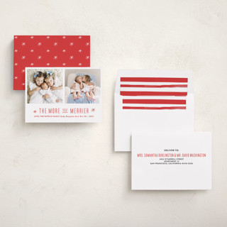 This is a snowflake babys first christmas with standard by Carolyn MacLaren called the more, the merrier printing on recycled smooth signature in standard