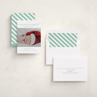 This is a deep mint babys first christmas with standard by Sara Hicks Malone called the merriest christmas of all printing on recycled smooth signature in standard