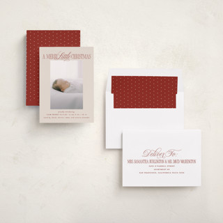 This is a cinnamon babys first christmas with standard by Brooke Chandler called littlest christmas printing on recycled smooth signature in standard