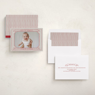 This is a berry babys first christmas with standard by Inkblot Design called scroll printing on recycled smooth signature in standard