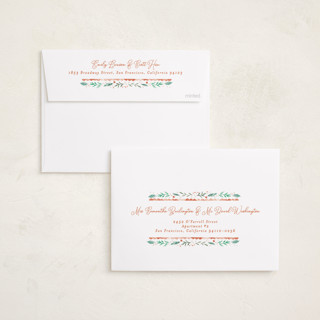 This is a tangerine babys first christmas with standard by Alethea and Ruth called merry little christmas greenery printing on recycled smooth signature in standard