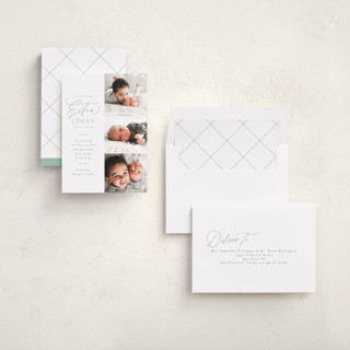 This is a mint babys first christmas with standard by Everett Paper Goods called extra cheer here printing on recycled smooth signature in standard
