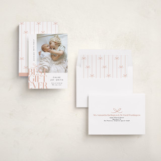 This is a blush babys first christmas with standard by Alethea and Ruth called best gift ever bow printing on recycled smooth signature in standard