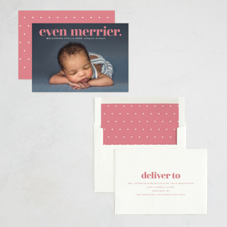 This is a gumdrop babys first christmas with standard by Lori Wemple called even merrier. printing on recycled smooth signature in standard