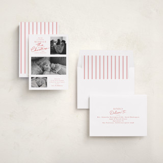 This is a caramel apple babys first christmas with standard by Everett Paper Goods called merrier this year printing on recycled smooth signature in standard
