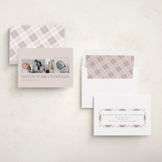 This is a blush babys first christmas with standard by Sarah Brown called little merriest printing on recycled smooth signature in standard