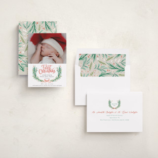 This is a berry babys first christmas with standard by Alethea and Ruth called first christmas wreath printing on recycled smooth signature in standard