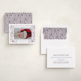 This is a navy babys first christmas with standard by Alethea and Ruth called merry little christmas greenery printing on recycled smooth signature in standard