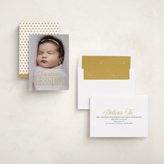 This is a golden babys first christmas with standard by Susan Asbill called blessed welcome printing on recycled smooth signature in standard