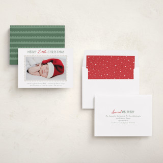 This is a holly babys first christmas with standard by Hooray Creative called merry scallop printing on recycled smooth signature in standard