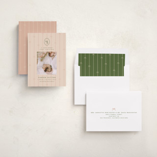 This is a blush babys first christmas with standard by Ellen Schlegelmilch called first christmas monogram printing on recycled smooth signature in standard